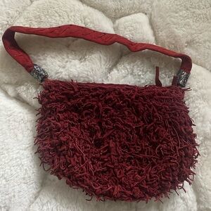 Suede knotted tassel purse